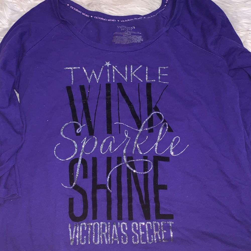 Victoria’s Secret sleep shirt large purple black silver sparkle
